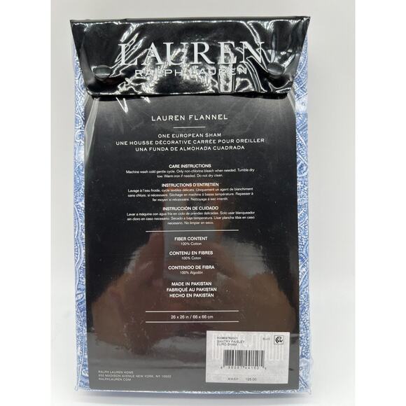 Lauren Ralph Lauren Flannel One European Sham 26”X26” 100% Cotton $125 - Picture 2 of 10